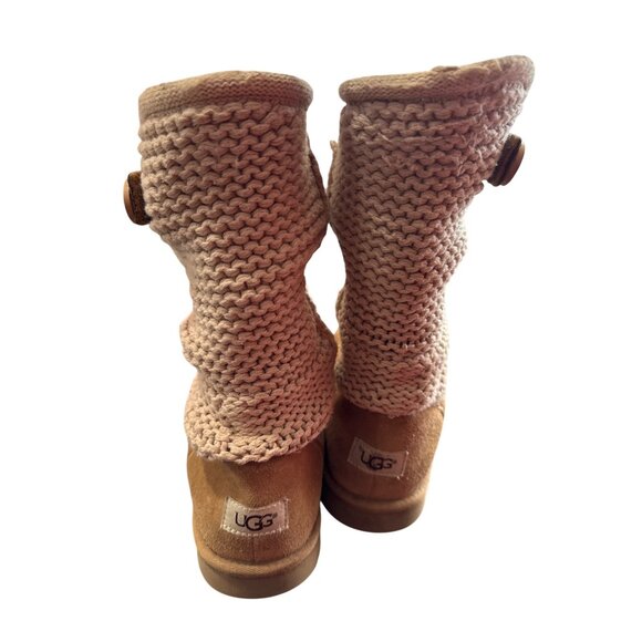 UGG womens Tan Knit Classic Cardy Suede Boots Size 8 SKU8113 - Picture 5 of 11